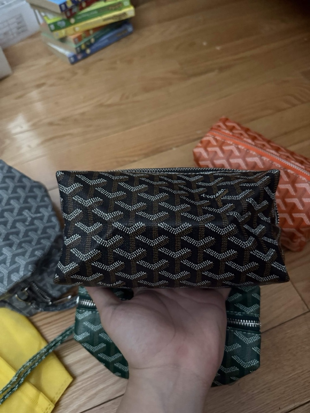 Goyard Black and White Chevron Cosmetic Pouch